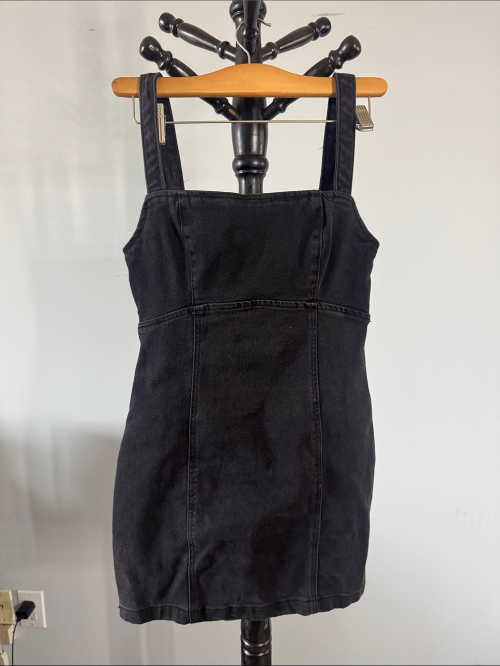 Black Denim Pinafore Dress